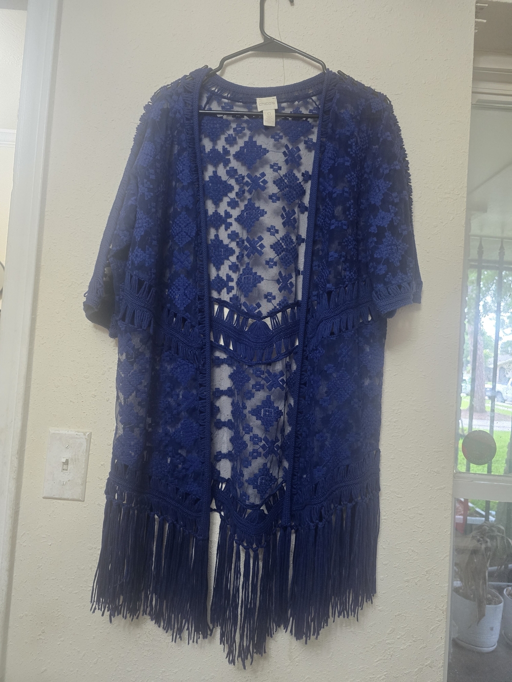 Chico's Royal Blue Lace Overlay Kimono - Picture 2 of 6